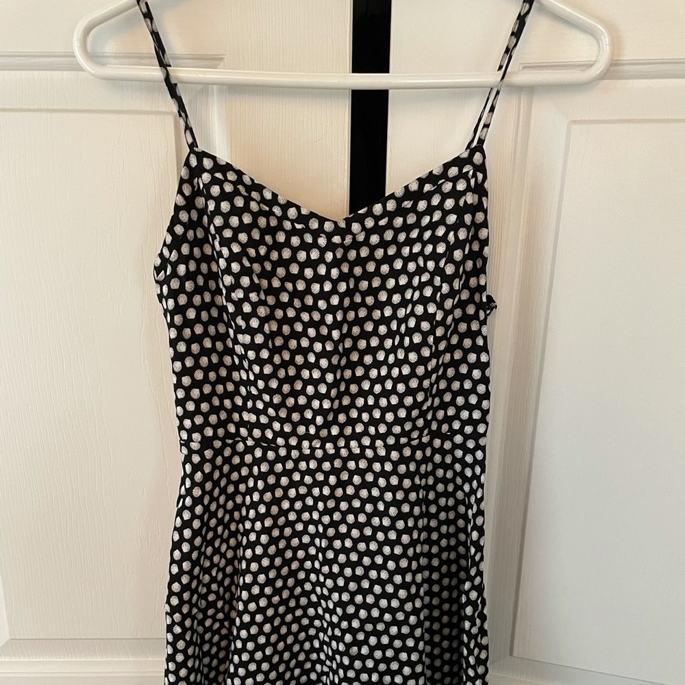 Flowy black tank top dress with seashells